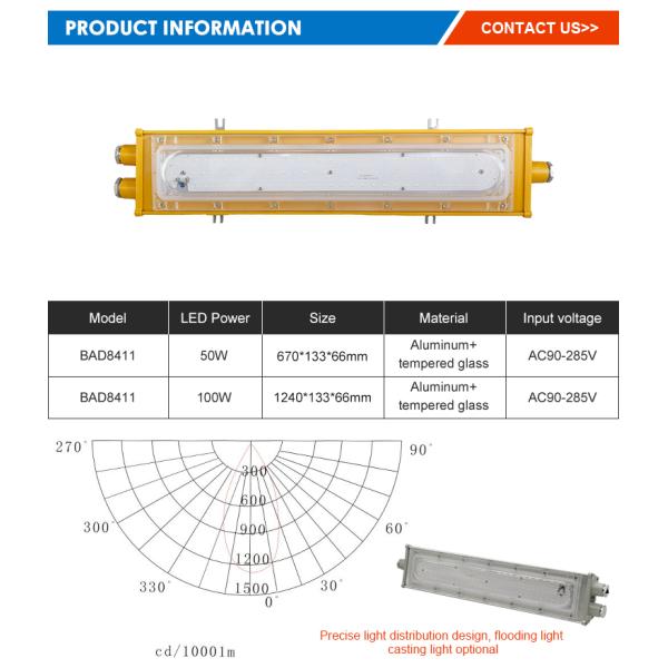 SMD2835 LED Explosion Proof Linear Light AC100-265V IP65-WF2 Hazardous Location Lighting