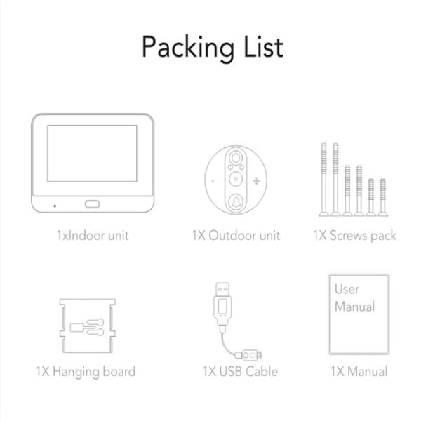 160 Degree Tuya Door Viewer 2.4G Wireless Camera Doorbell With Monitor