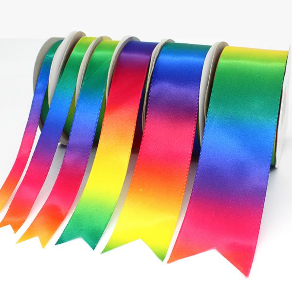 Wholesale Factory 4 inch Ribbon Custom Colorful Satin Grosgrain Rainbow Satin Ribbon