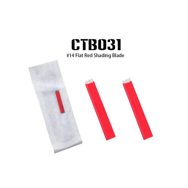 #14 Pin Flat Red Microblading Shading Blade for Single Use and Sterilized