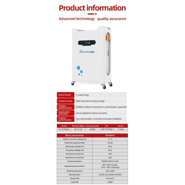 10kwh 51.2V 200ah Household Energy Storage Battery Pack 100a Charge / Discharge Current