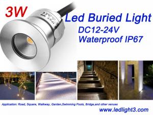 China 3W LED Buried Underground lighting DC12-24V IP67 Waterproof Outdoor landscape Lighting 5 years warranty on sale