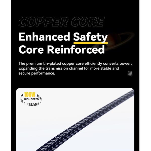 Braid Shielding USB C To C Charging Cable 100W 1m 2m ES-X61 Series