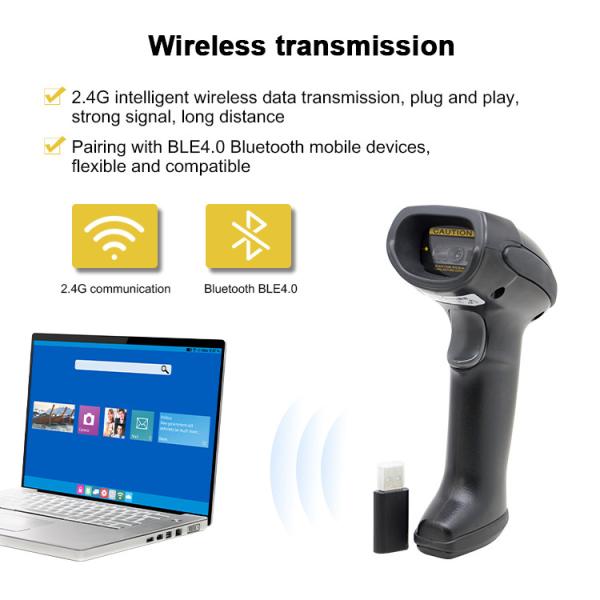 USB Wireless Bluetooth Handhold Barcode Scanner 1D 2D Automatic Barcode Reader