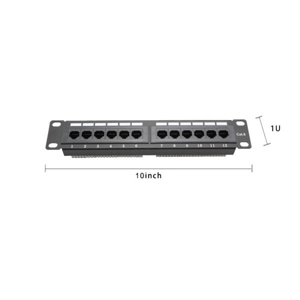 Metal RJ45 Ethernet Patch Panel Shielded Cat5e/Cat6/Cat6a/Cat7 Black 1U 2U With Cable Management