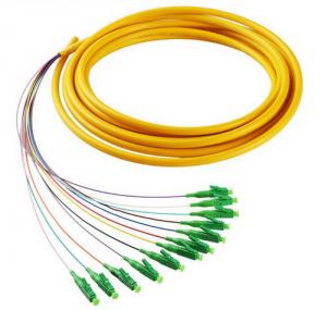 Quality FC,LC,SC 12 cores singlemode G652D bundle fiber optic pigtail,yellow cable,0.9mm inner cable for sale