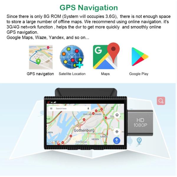 4G Android 8.1 Rearview Mirror Car HD DVR 1080p IPS Touch Streaming Media