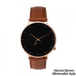 Quality Custom Mens Leather Watches , Mens Wrist Watch With Brown Leather Strap for sale