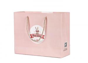 China Pink Color Paper Shopping Bags Reusable For Promotion / Shopping / Gift on sale
