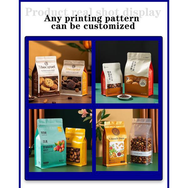 Customized Logo Recyclable Pet Flat Bottom Square Bottom Aluminum Foil Zipper Pouch Coffee Food Tea Snacks Packaging Bag