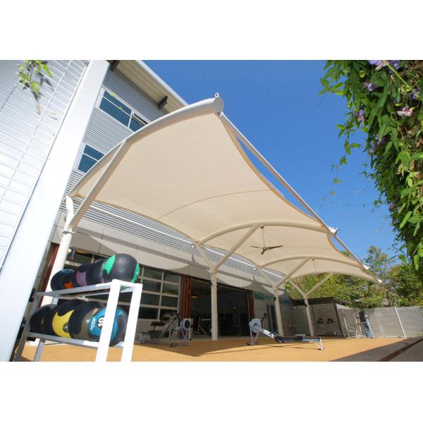 0.065mm Fabric Tent Shade Structure Sunshade PVDF PTFE Car Park Tension Membrane Structure