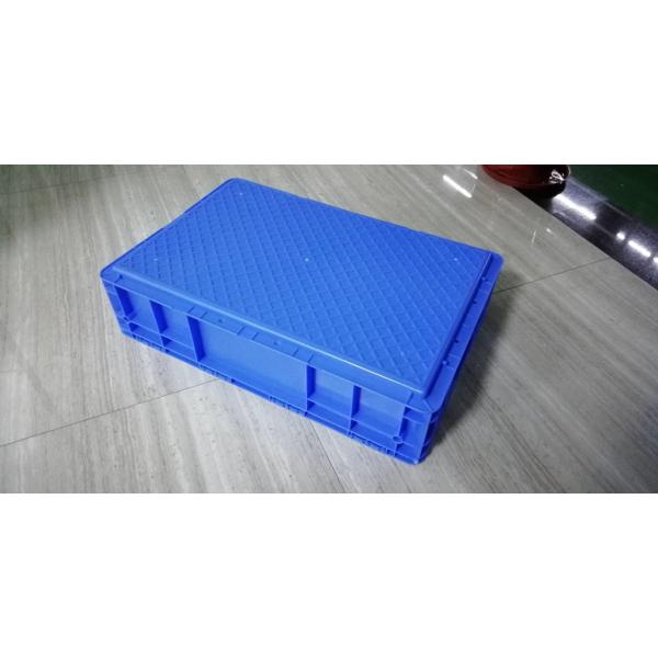 Hinged Lids Plastic Storage Tote Boxes Blue Color Stacking Turnovers