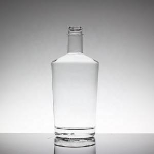 Quality Crystal Flint Glass 750ml Round Vodka Glass Bottles with Glass Collar Manufacturers for sale