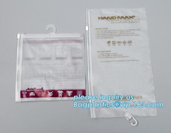 Printed PE Hanger Hook Zipper Bag For Women's Underwear,hanger hook plastic bag with low price,waterproof pvc swimwear b