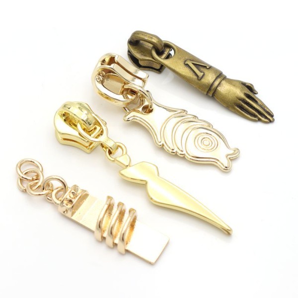 Nickel Metal Zipper Puller Custom Logo Text Zip Pull Charm #5 Slider Head