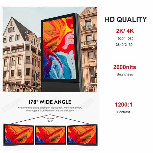 Wall Mounted Outdoor Digital Signage Player Advertising Display Waterproof