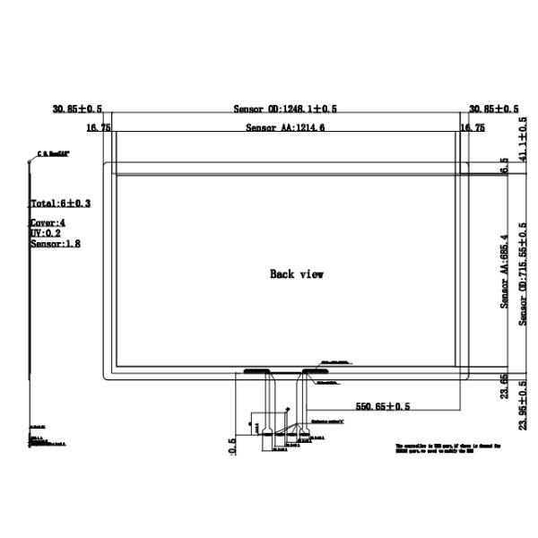 55" Projected Capacitive Touch Panel with Multi Touch Point with AG cover lens
