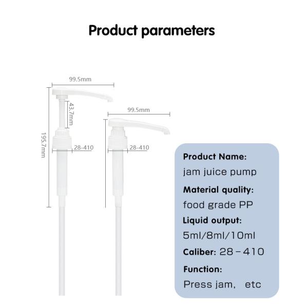 28-410 closure All Plastic Food Grade PP Syrup Pump Dispenser With Narrow Head 5ml 8ml 10ml Dosage