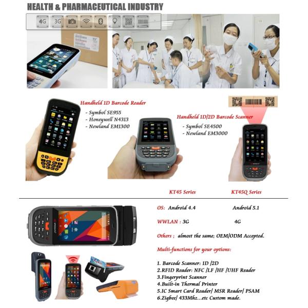 1D Wireless Handheld Industrial PDA Barcode Scanner Android 4.5 Inch Display