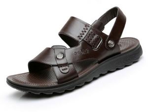 Quality Summer Mens Genuine Leather Sandals , Brown Mens Custom Leather Sandals for sale