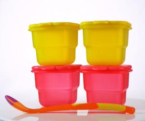 Quality 2pcs BPA Free Airtight Plastic Baby Food Storage With Spoon for sale