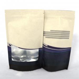 Quality OEM Printed Biodegradable Coffee Bags Resealable Kraft Paper Bags With Window for sale