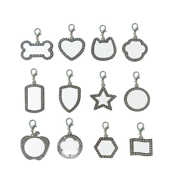 Sublimation Dog Tags Blanks With Diamond Trim Accents Customized Pet Tags For Sublimation