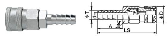 Manual Type Pneumatic Quick Disconnect Couplings , Chrome Three Air Quick Disconnect