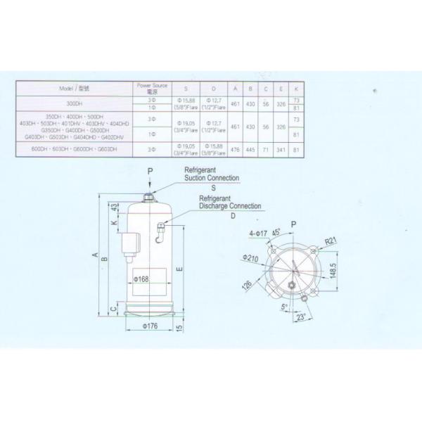 R22 Refrigerant 500DH-80D 1.4L Oil Charge Hitachi Scroll Compressor