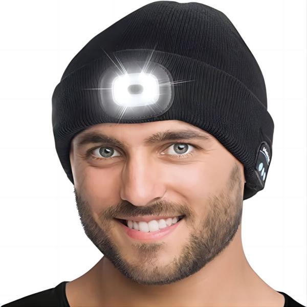 Unisex Flashlight Bluetooth Hat With Light Wireless Headphones Music Hat