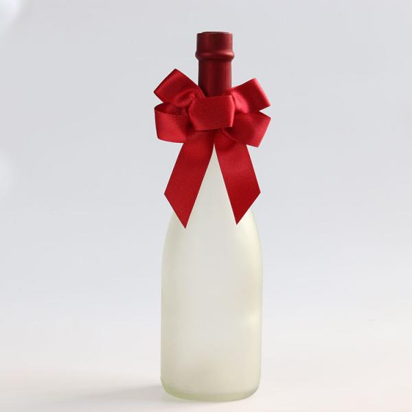 Brown Elastic Satin Ribbon Bows Gift Wrapping For Red Wine Bottle