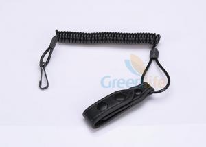 Quality Flexible Black Tactical Pistol Lanyard Adjustable With Leather Belt Loop for sale