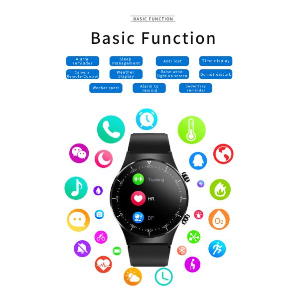 Bluetooth Smart Wrist Watch Black PVD plated Zinc alloy case For IOS Android Systerm