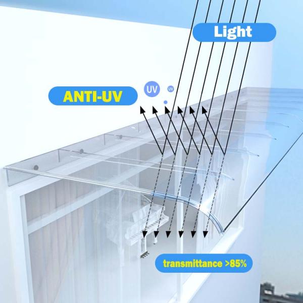 Outdoor Polycarbonate Front Door Canopy Anti UV Polycarbonate Patio Canopy