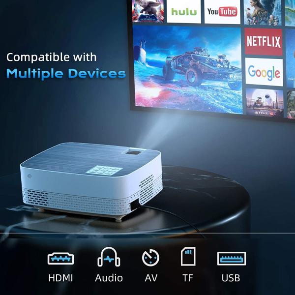 Q5 White Mini 1080P Projector Android 9.0 Smart Compact Projector