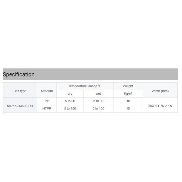 Plastic Modular Belt Raised Rib 4809 Straight Running Conveyor Belt