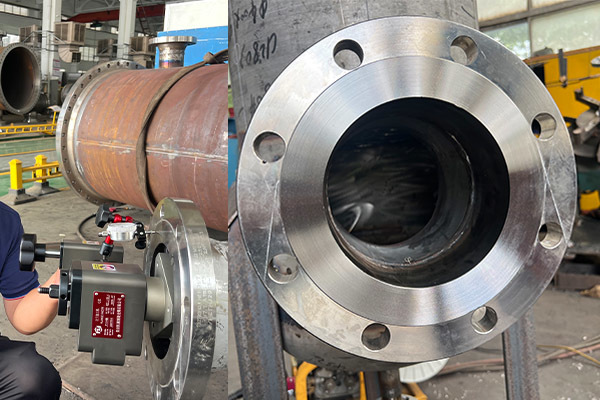 High Precision Compact ID Mount Flange Facer with Manual Feed Control for Pressure Vessel Manufacturing
