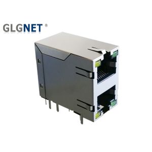 China 2x1 Dual Port RJ45 Without Magnetics Shield Stacked DIP Mounting Type EMI Spring on sale