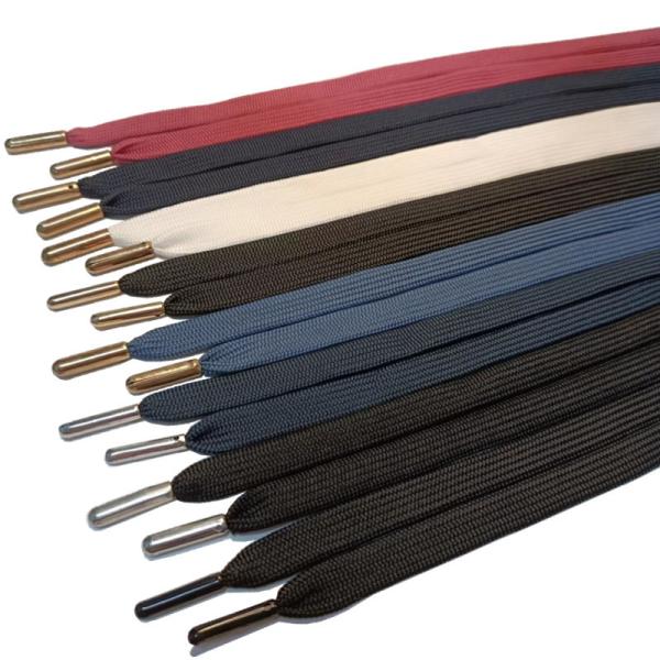 Custom 100% Polyester 1cm Flat Hoodie String With Aglet Metal Tips