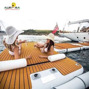 Quality 6 Person Inflatable Floating Dock Platform PVC Water Floating Air Dock 2x3m for sale