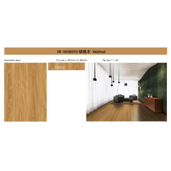 Seamless SPC Click Flooring Stable Fireproof Unilin Click Walnut Retro Style Burlywood Wood Grain GKBM JR-W18053