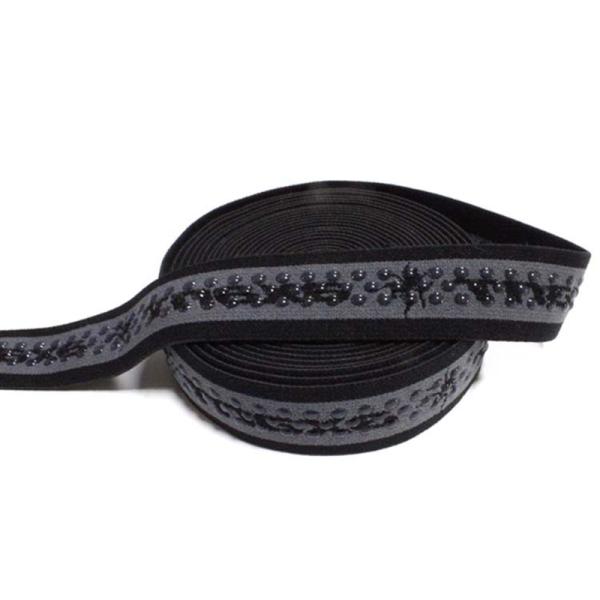 Black 2.5cm Anti Slip Webbing Fitness Silicone Elastic Gripper Tape