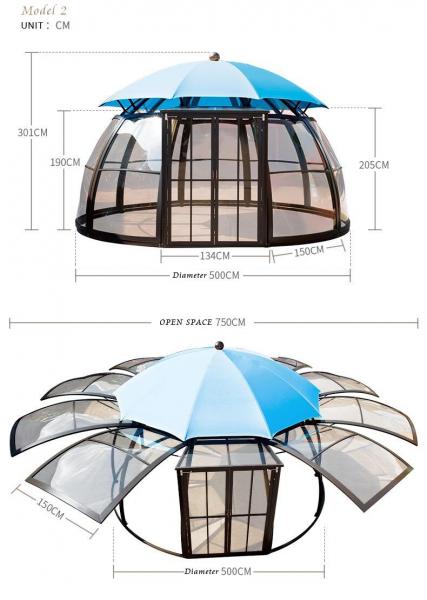 Beautiful outdoor garden alu aluminum pc polycarbonate gazebo pavilion sunroom sun room house tent dome China