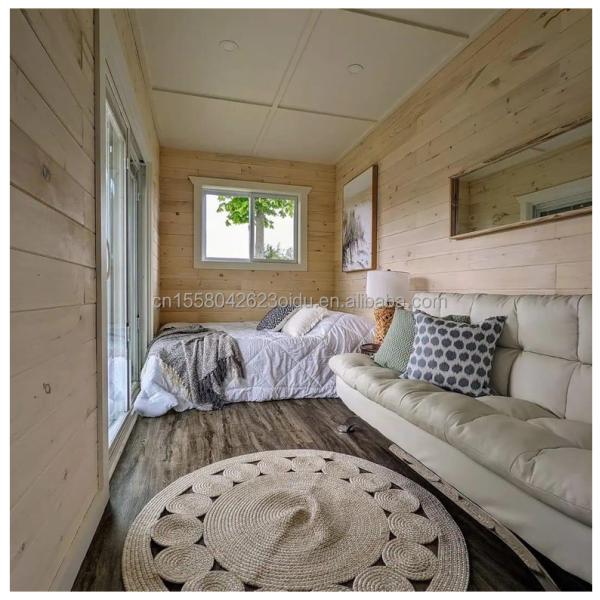 Hotel Luxury Portable Flat Roof Container Prefab Studio Home House with 50/75/100mm Wave Sandwich Panel Wall and Affordable