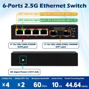 Quality 4 Port 2.5G Ethernet Switch With 10G SFP+ Uplink Unmanaged Fanless DC12V Wall Mounted for sale