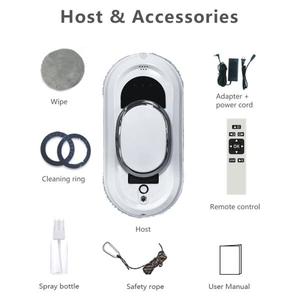 2.8KPa Strong Suction Electric Window Cleaner Robot 5mins/M2 Window Cleaning Robot Cordless