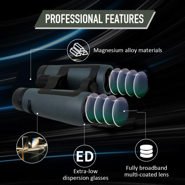 10x42 ED Binoculars Extra Low Dispersion Objective Lenses Outdoor Telescope