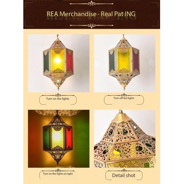 LED Copper Chandelier Decorative Lamps in Moroccan Style with Stained Glass Body Material Copper Product Weight kg 2.5 KG