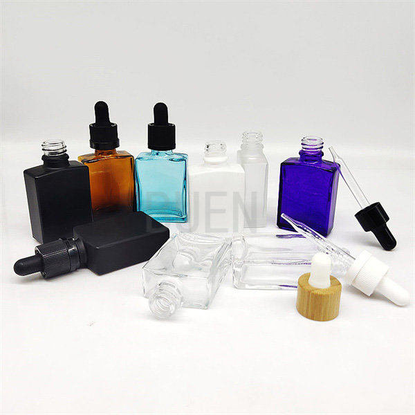 Colorful Square Glass Dropper Bottle empty With Rubber Cap 100ml