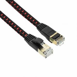 China 1m 2m 5m RJ45 Cat7 10Gbps 600MHZ SFP Flat Braided Patch Cord Lan Cable on sale